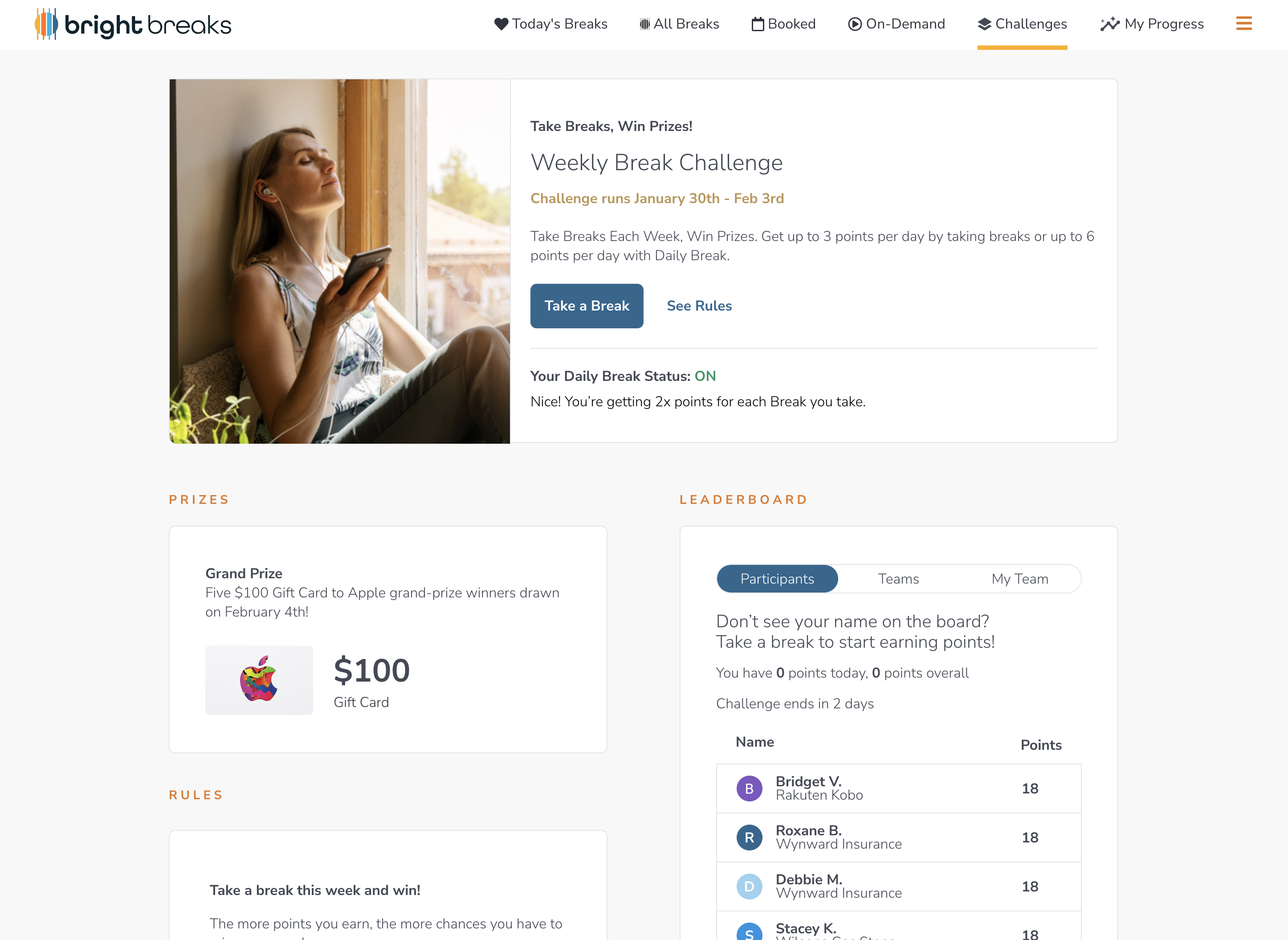 screenshot of Bright Breaks